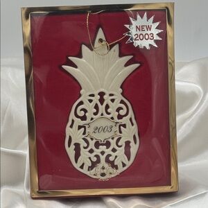 Lenox Gold and Cream Pineapple Ornament